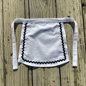 New White cotton fabric apron with Black trim I luv Lucy apron